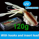 SUNMILE Fishing Soft Squid Lure 20g/60g/80g/100g/120g/150g Luminous/UV Squid Jig Fishing Lures For Sea Fishing Wobbler Bait