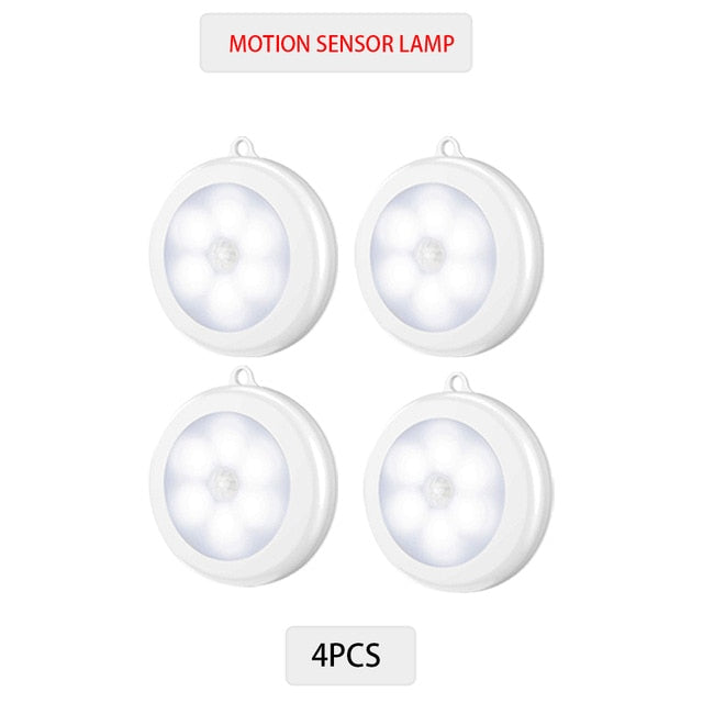 6/3 LEDs PIR Motion Sensor Light Cupboard Wardrobe Bedroom Night Lamp LED Under Cabinet Night Light For Closet Stairs Kitchen