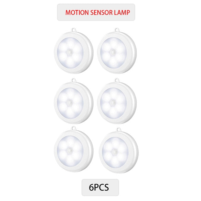 6/3 LEDs PIR Motion Sensor Light Cupboard Wardrobe Bedroom Night Lamp LED Under Cabinet Night Light For Closet Stairs Kitchen