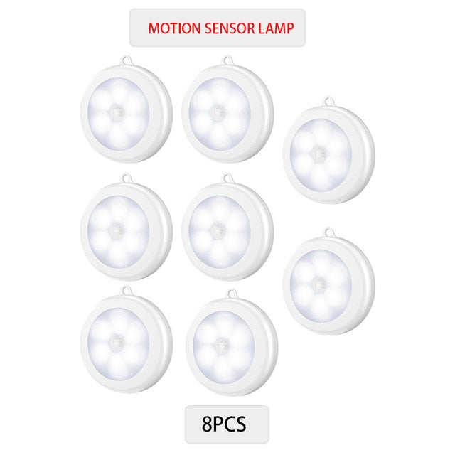 6/3 LEDs PIR Motion Sensor Light Cupboard Wardrobe Bedroom Night Lamp LED Under Cabinet Night Light For Closet Stairs Kitchen