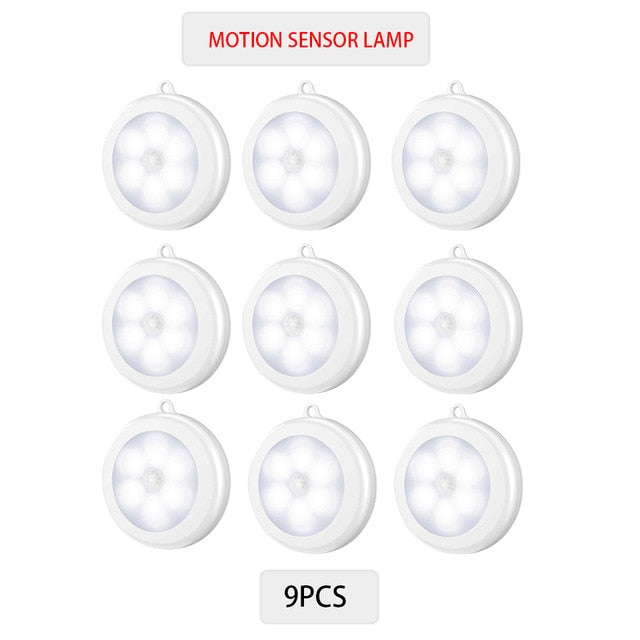 6/3 LEDs PIR Motion Sensor Light Cupboard Wardrobe Bedroom Night Lamp LED Under Cabinet Night Light For Closet Stairs Kitchen