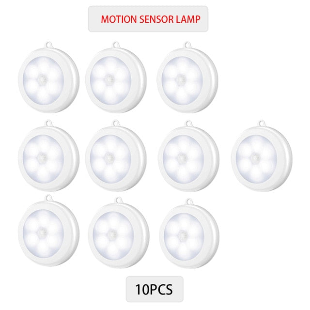 6/3 LEDs PIR Motion Sensor Light Cupboard Wardrobe Bedroom Night Lamp LED Under Cabinet Night Light For Closet Stairs Kitchen