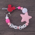 XCQGH Personalised Name Silicone Baby Pacifier Clips Chain Nipple Pacifier Chain with Mouse Holder for Baby, Baby Shower Gift