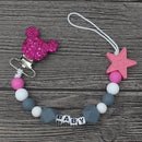 XCQGH Personalised Name Silicone Baby Pacifier Clips Chain Nipple Pacifier Chain with Mouse Holder for Baby, Baby Shower Gift