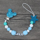 XCQGH Personalised Name Silicone Baby Pacifier Clips Chain Nipple Pacifier Chain with Mouse Holder for Baby, Baby Shower Gift