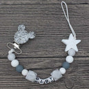 XCQGH Personalised Name Silicone Baby Pacifier Clips Chain Nipple Pacifier Chain with Mouse Holder for Baby, Baby Shower Gift