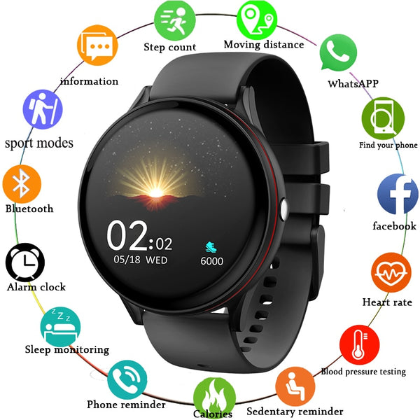 LIGE Full Touch Screen Men Smart Watches Sport Fitness Watch Heart Rate Blood Pressure Waterproof Smartwatch For android IOS+Box