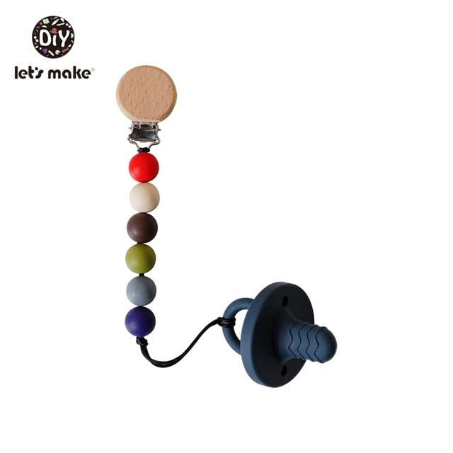 Let's Make 1pc Baby Pacifier Dummy Luxury Nipple Chain Soother Feeder Pacifier Silicone Crochet Beads Panda Rabbit Food Grade