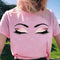 Pink Eyelashes Print Art T Shirt Women Princess Makeup Graphic Tee Personality Hipster Summer Woman Tumblr Art Tshirt Streetwear