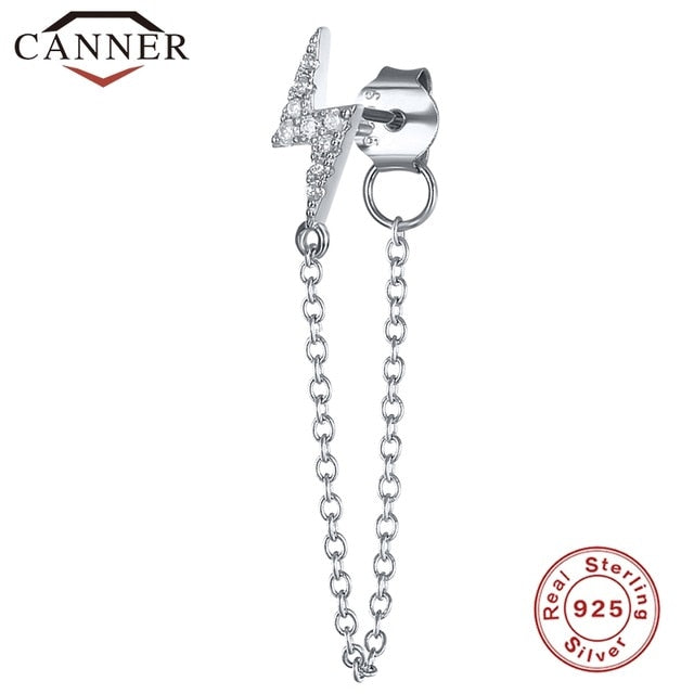 1pcs Gold Silver Color Lightning/Snake Chain Stud Earrings for Women 925 Sterling Silver Tassel Earrings Fashion Jewelry