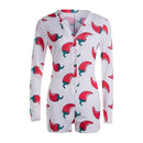 Sexy Women Bodysuit Long Sleeve Deep V Neck Bodycon Stretch Leotard Crop Top Button Short Romper Pajamas Women Jumpsuit Overalls