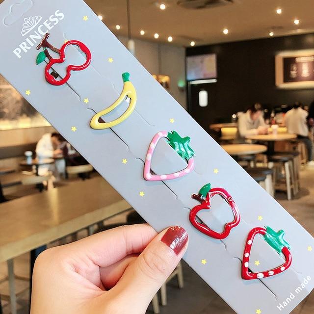 1Set Girls Cute Cartoon Animal Fruit Colorfur Hairpins Children Sweet Hair Clip Barrettes Headband Kids Fashion Hair Accessories