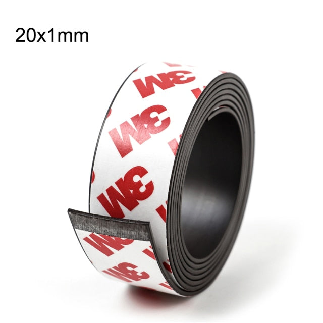 1 Meter 10*1 10*2 12*2 15*1 20*1 30*1 mm self Adhesive Flexible Soft Magnetic Strip Rubber Magnet Tape width 10mm/15mm/30mm