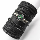 10pcs/set Black Wrap Woven New Fashion Handmade Men Bracelets Male Women Leather Bracelet Men Bangle Wholesale Jewelry Gift