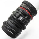 10pcs/set Black Wrap Woven New Fashion Handmade Men Bracelets Male Women Leather Bracelet Men Bangle Wholesale Jewelry Gift