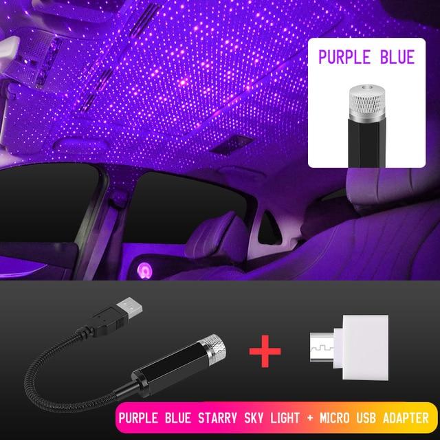 Car Roof Star Light Interior LED Starry Laser Atmosphere Ambient Projector USB Auto Decoration Night Home Decor Galaxy Lights