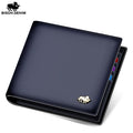 BISON DENIM Genuine Leather Men Wallets Brand Luxury RFID Bifold Wallet Zipper Coin Purse Business Card Holder Wallet N4470