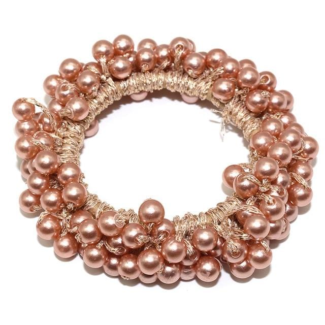 Ruoshui Woman Big Pearl Hair Ties Fashion Korean Style Hairband Scrunchies Girls Ponytail Holders Rubber Band Hair Accessories