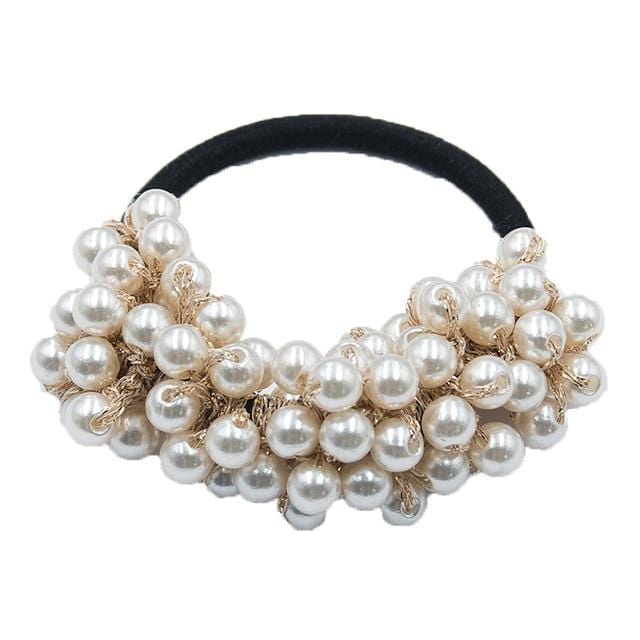 Ruoshui Woman Big Pearl Hair Ties Fashion Korean Style Hairband Scrunchies Girls Ponytail Holders Rubber Band Hair Accessories