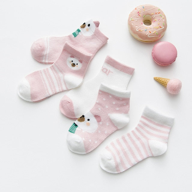 5Pairs/lot 0-2Y Infant Baby Socks Baby Socks for Girls Cotton Mesh Cute Newborn Boy Toddler Socks Baby Clothes Accessories