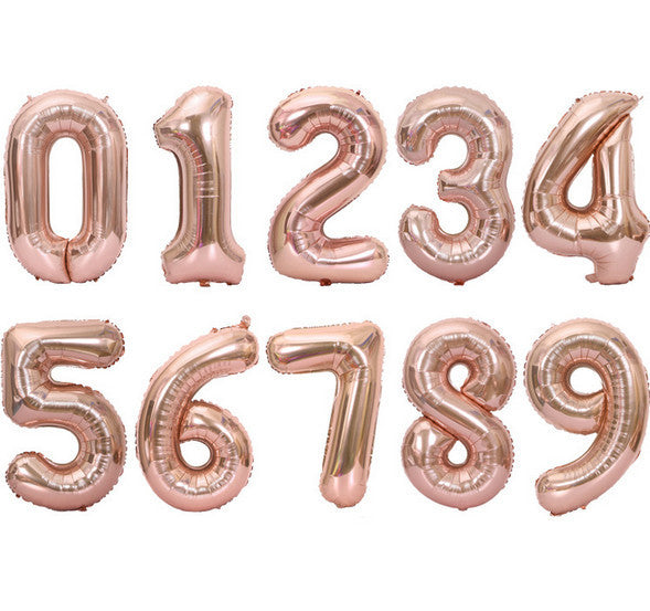 32/40inch Number Aluminum Foil Balloons Rose Gold Silver Digit Figure Balloon Child Adult Birthday Wedding Decor Party Supplies