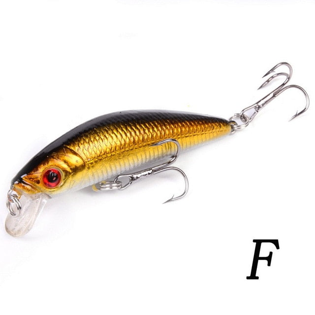 Aorace Minnow Fishing Lure 70mm 8g 3D Eyes Crankbait wobbler Artificial Plastic Hard Bait Fishing Tackle