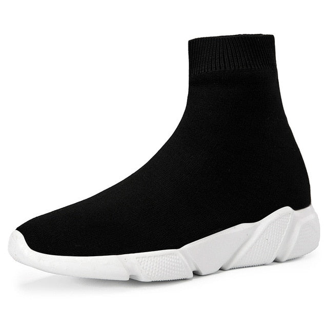 Brand Unisex Socks Shoes Breathable High-top Women Shoes Flats Fashion Sneakers Stretch Fabric Casual Slip-On Ladies Shoes