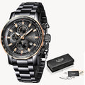 New Sport Chronograph Mens Watches Top Brand Luxury Full Steel Quartz Clock Waterproof Big Dial Watch Men