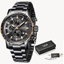 New Sport Chronograph Mens Watches Top Brand Luxury Full Steel Quartz Clock Waterproof Big Dial Watch Men