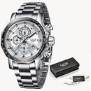 New Sport Chronograph Mens Watches Top Brand Luxury Full Steel Quartz Clock Waterproof Big Dial Watch Men