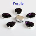 Drop Shape Glass Rhinestones With Claw Sew On Teardrop Crystal Stone Strass Diamond Metal Base Buckle Wedding Decoration