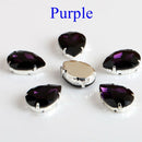 Drop Shape Glass Rhinestones With Claw Sew On Teardrop Crystal Stone Strass Diamond Metal Base Buckle Wedding Decoration