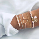 Tocona 30 Styles Bohemian Bracelet Set for women Shell Star Map Pineapple Heart Natural stone Beads chains Bangle Boho Jewelry