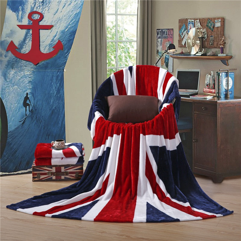 150x200cm New Union Jack British UK Flag Coral Fleece Blanket USA Flag TV Blanket on Bed Sofa Car Throw Home Travel Blankets