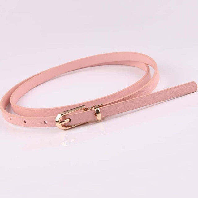 Women Faux Leather Belts Candy Color Thin Skinny Waistband Adjustable Belt Women Dress Strap cinturon mujer cinto feminino