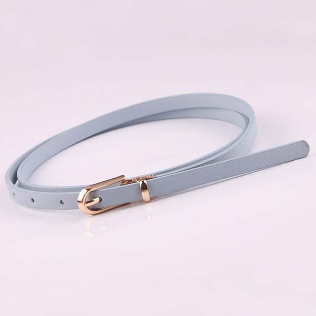 Women Faux Leather Belts Candy Color Thin Skinny Waistband Adjustable Belt Women Dress Strap cinturon mujer cinto feminino