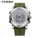 New SINOBI brand Sports Chronograph Men's Wrist Watches Digital Quartz double Movement Waterproof Diving Watchband Males Clock