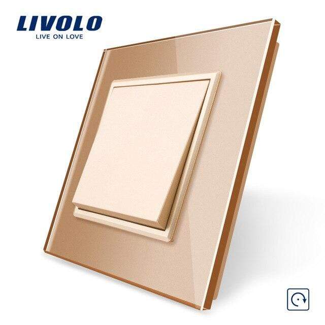 Livolo Manufacturer EU standard Luxury 4 colors crystal glass panel,1way Push Reset switch,restore switches,no logo