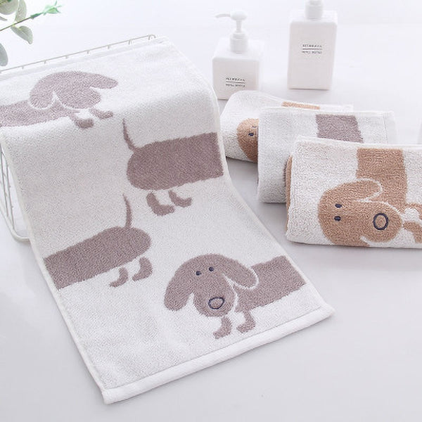 25*50CM Baby Towel Home Daily Cartoon Cute Embroidered Dog Baby Towels Scarf Bath Stuff Cotton Baby Wash Towel