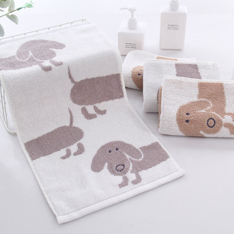 25*50CM Baby Towel Home Daily Cartoon Cute Embroidered Dog Baby Towels Scarf Bath Stuff Cotton Baby Wash Towel