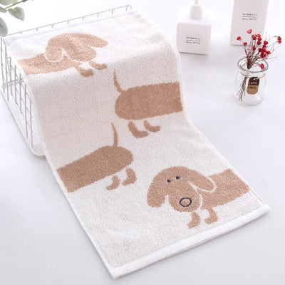 25*50CM Baby Towel Home Daily Cartoon Cute Embroidered Dog Baby Towels Scarf Bath Stuff Cotton Baby Wash Towel