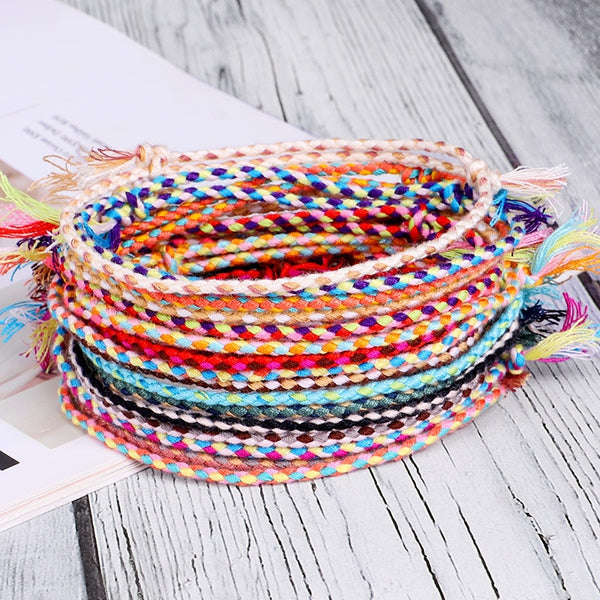 Meetvii Lucky Tibetan String Bracelets & Bangles for Women Men Handmade Tassel Knots Thread Rope Bracelet Ethnic Jewelry