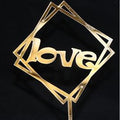 Happy Birthday Love Flag Cake Topper Acrylic Letter Gold Silver Cake Top Flag Decoration for Birthday Party Wedding Supplies