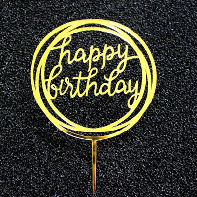 Happy Birthday Love Flag Cake Topper Acrylic Letter Gold Silver Cake Top Flag Decoration for Birthday Party Wedding Supplies