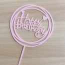 Happy Birthday Love Flag Cake Topper Acrylic Letter Gold Silver Cake Top Flag Decoration for Birthday Party Wedding Supplies