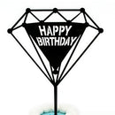 Happy Birthday Love Flag Cake Topper Acrylic Letter Gold Silver Cake Top Flag Decoration for Birthday Party Wedding Supplies