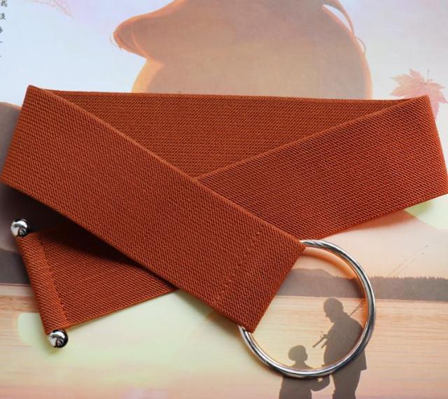 Belts for Women Black Simple Waist Elastic Ladies Band Round Buckle Decoration Coat Sweater Fashion Dress Rice White