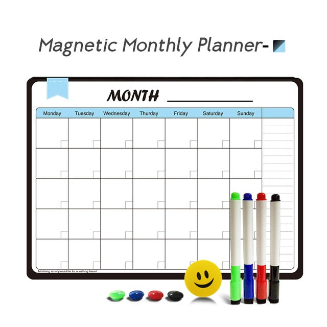 A3 Magnetic Weekly & Monthly Planner Whiteboard Fridge Magnet Flexible Daily Message Drawing Refrigerator Bulletin White Board