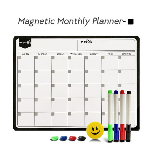 A3 Magnetic Weekly & Monthly Planner Whiteboard Fridge Magnet Flexible Daily Message Drawing Refrigerator Bulletin White Board