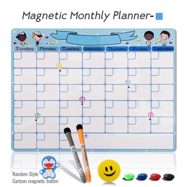A3 Magnetic Weekly & Monthly Planner Whiteboard Fridge Magnet Flexible Daily Message Drawing Refrigerator Bulletin White Board